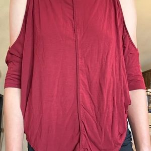 Open shoulder maroon/red shirt. Michael stars size s/m.